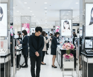 化粧品コーナーが入りづらいという声も